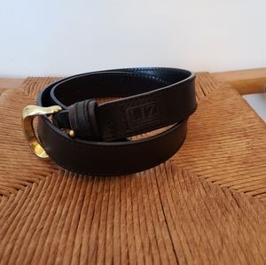 Vintage 90s Black Leather Belt // Large